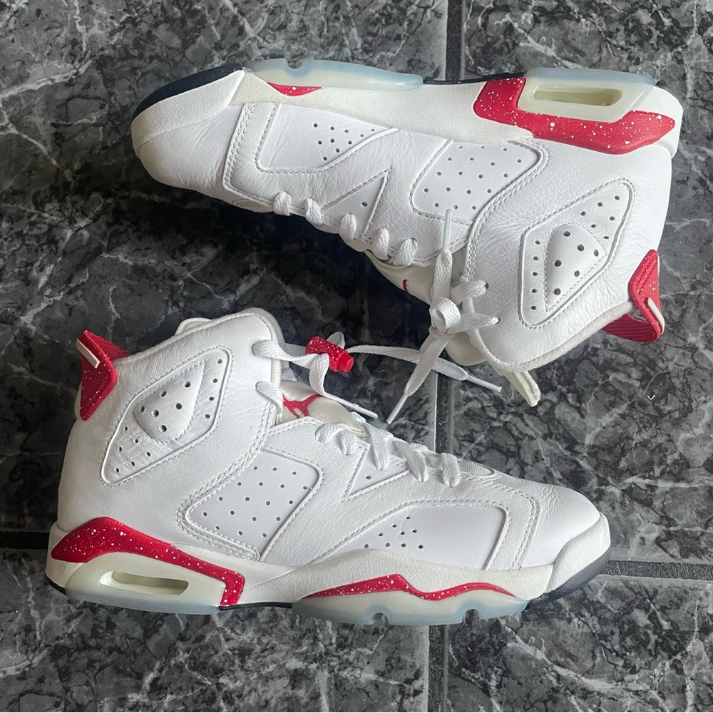 Jordan White and Red Sneakers Size 7Y - Picture 2 of 5